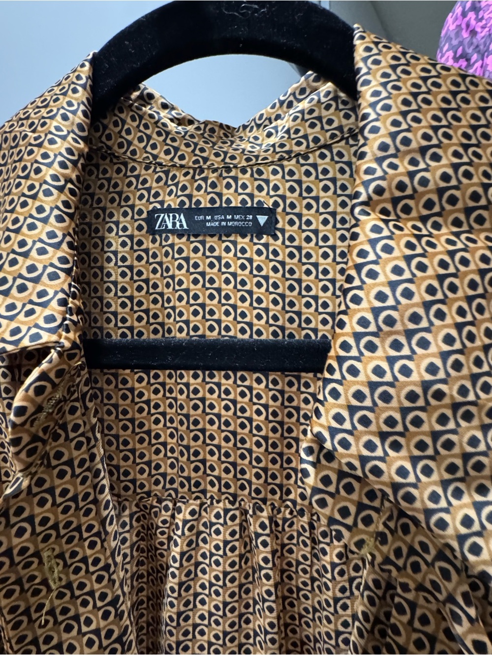 Zara Retro Geometric Shirt in Mustard and Black